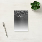 Metallic Black Glitter Personalized Post-it® Notes (Kantoor)