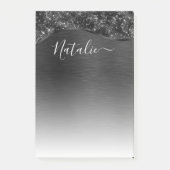 Metallic Black Glitter Personalized Post-it® Notes (Voorkant)