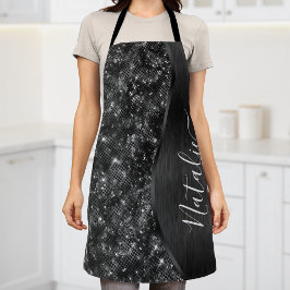 Metallic Black Glitter Personalized Schort