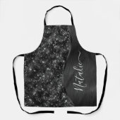Metallic Black Glitter Personalized Schort (Voorkant)