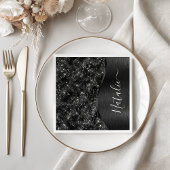 Metallic Black Glitter Personalized Servet