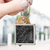 Metallic Black Glitter Personalized Sleutelhanger