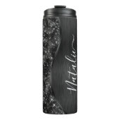 Metallic Black Glitter Personalized Thermosbeker (Voorkant)