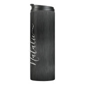 Metallic Black Glitter Personalized Thermosbeker (Geroteerd rechts)