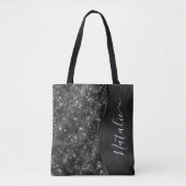 Metallic Black Glitter Personalized Tote Bag (Voorkant)