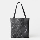 Metallic Black Glitter Personalized Tote Bag (Achterkant)