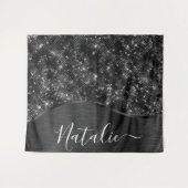 Metallic Black Glitter Personalized Wandkleed (Voorkant (horizontaal))