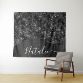 Metallic Black Glitter Personalized Wandkleed (In Situ (horizontaal))