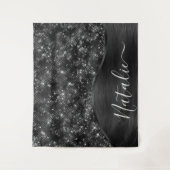 Metallic Black Glitter Personalized Wandkleed (Voorkant)
