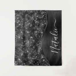 Metallic Black Glitter Personalized Wandkleed