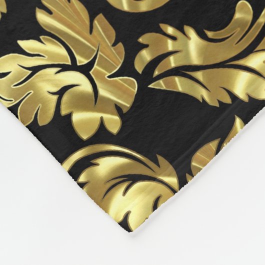 Metallic Black & Gold  Damasmonogram Fleece Deken (Hoek)