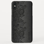 Metallic Black met zwarte Paisley Lace Case-Mate iPhone Case (Achterkant)
