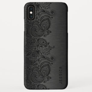 Metallic Black met zwarte Paisley Lace Case-Mate iPhone Case