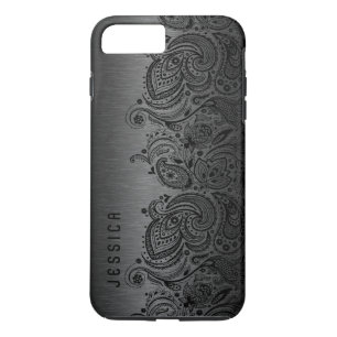 Metallic Black met zwarte Paisley Lace Case-Mate iPhone Case