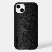 Metallic Black met zwarte Paisley Lace Case-Mate iPhone Case (Achterkant)