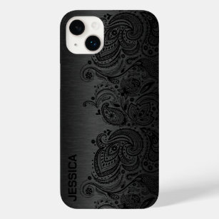 Metallic Black met zwarte Paisley Lace Case-Mate iPhone 14 Plus Hoesje