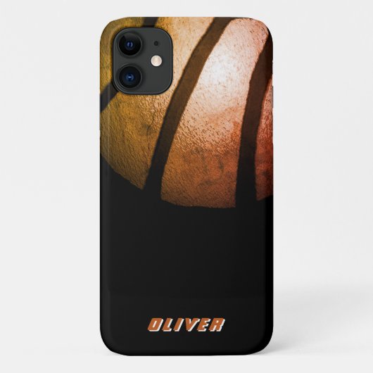Metallic Black Oranje Basketball Ball Sports Case-Mate iPhone Case (Achterkant)