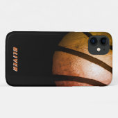 Metallic Black Oranje Basketball Ball Sports Case-Mate iPhone Case (Achterkant (horizontaal))