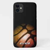 Metallic Black Oranje Basketball Ball Sports Case-Mate iPhone Case (Achterkant)