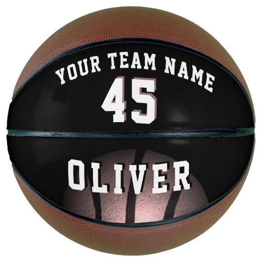 Metallic Black Player Team Name Number Basketbal (Voorkant)