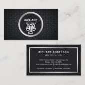 Metallic Black Steel Justice Scale Lawyer Attorney Visitekaartje (Voorkant / Achterkant)