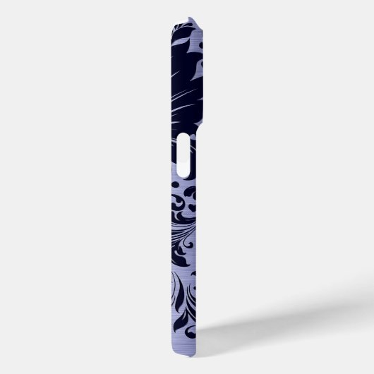 Metallic blauw en donkerblauw kant monogram Case-Mate iPhone case (Achterkant / Rechts)