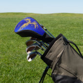 Metallic Blauw Gouden Phoenix Initiaalmonogram Golfheadcover (Insitu)