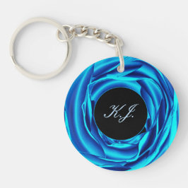 metallic blauw Roos Sleutelhanger