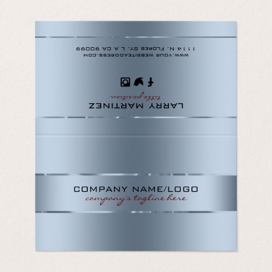 Metallic blauw-tint moderne achtergrond visitekaartje (Buitenkant ongevouwen)