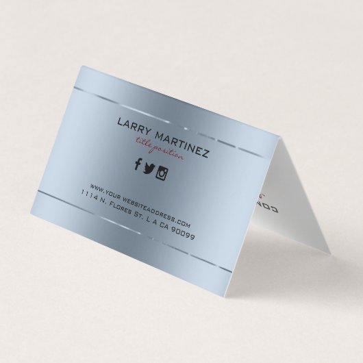 Metallic blauw-tint moderne achtergrond visitekaartje (Achterkant)