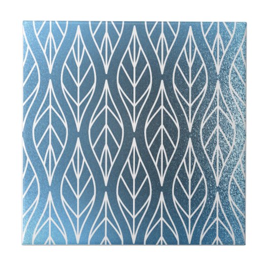 Metallic Blauw Wit Stijlvol Tegeltje (Voorkant)