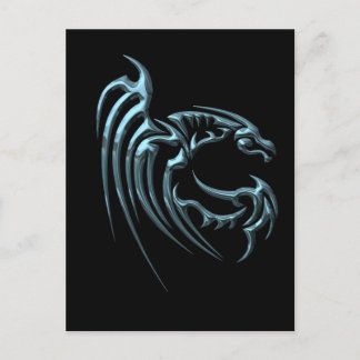 Metallic blauwe draak met strepen briefkaart