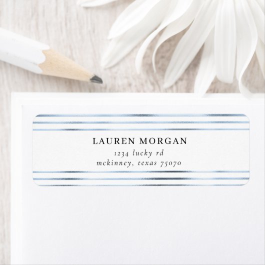 metallic blauwe folie strepen Retouradreslabel Etiket (Insitu)