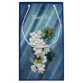 Metallic Blauwe Groen Peacocks op Emerald Green Si Klein Cadeauzakje (Achterkant)