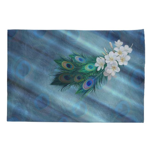 Metallic Blauwe Groen Peacocks op Emerald Green Si Kussensloop (Achterkant)