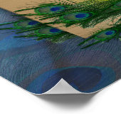 Metallic Blauwe Groen Peacocks op Emerald Green Si Poster (Hoek)