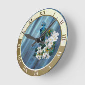 Metallic Blauwe Groen Peacocks op Emerald Green Si Ronde Klok (Hoek)