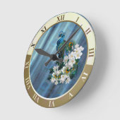 Metallic Blauwe Groen Peacocks op Emerald Green Si Ronde Klok (Hoek)