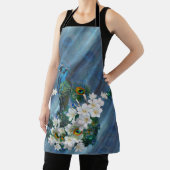 Metallic Blauwe Groen Peacocks op Emerald Green Si Schort (Insitu)