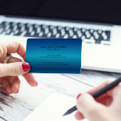 Metallic blauwe textuur borstel aluminium look visitekaartje