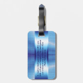 Metallic blauwe textuur print vet monogram bagagelabel (Achterkant verticaal)