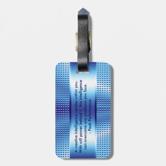 Metallic blauwe textuur print vet monogram bagagelabel (Achterkant verticaal)