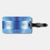 Metallic blauwe textuur print vet monogram bagagelabel (Achterkant horizontaal)