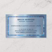 Metallic Blauwe Textuur Roestvrij staal Look Visitekaartje (Achterkant)