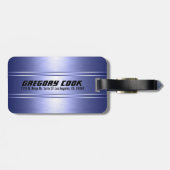 Metallic blauwe tinten strepen patroon 2 bagagelabel (Achterkant horizontaal)