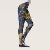 Metallic blauwe vlinders met gouden wijnstokken leggings (Rechts)