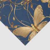 Metallic blauwe vlinders met gouden wijnstokken tissuepapier (Detail)
