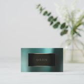 Metallic Blauwgroen Aquatic Black Champaign Lijst  Visitekaartje (Staand voorkant)