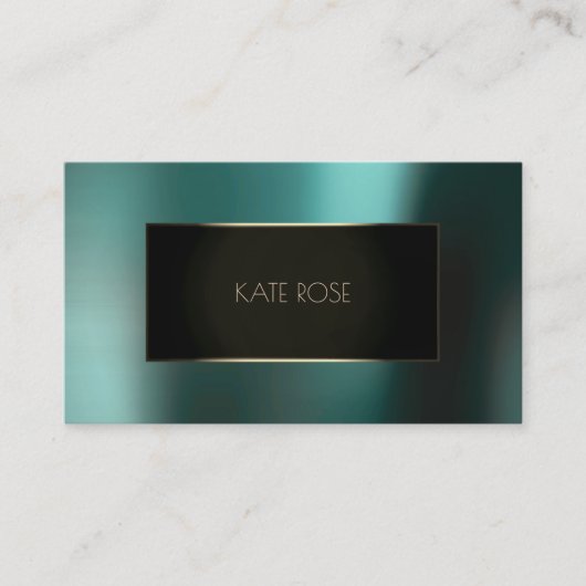 Metallic Blauwgroen Aquatic Black Champaign Lijst  Visitekaartje (Voorkant)