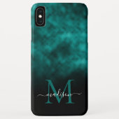 Metallic Blauwgroen Blauw Groen Monogram Girly Scr Case-Mate iPhone Case (Achterkant)